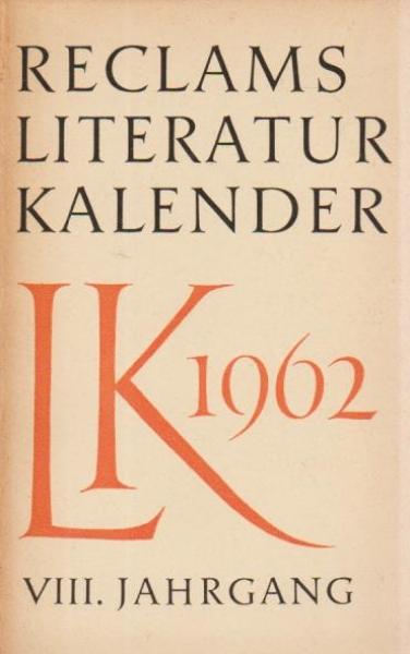 Reclams Literatur-Kalender 1962, 8. Jahrgang.