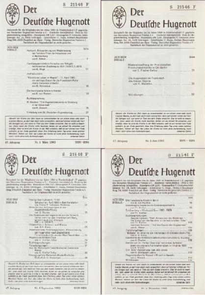 Der deutsche Hugenott : Zeitschrift für die Mitglieder des ... Deutschen Hugenotten-Vereins. 47. Jahrgang, Nr. 1-4.