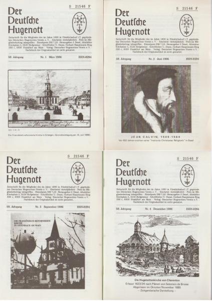Der deutsche Hugenott : Zeitschrift für die Mitglieder des ... Deutschen Hugenotten-Vereins. 50. Jg. Nr. 1-4.