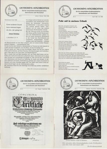Gemeinde-Nachrichten für die evangelischen Kirchengemeinden Immenhausen und Mariendorf. 1980, Nr. 1 - 4.