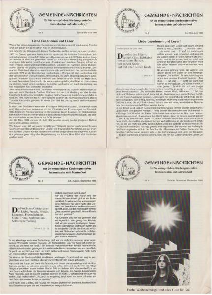 Gemeinde-Nachrichten für die evangelischen Kirchengemeinden Immenhausen und Mariendorf. 1986, Nr. 1 - 4.