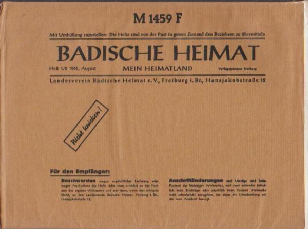 Badische Heimat. Mein Heimatland. Heft 1 / 2, 1966.