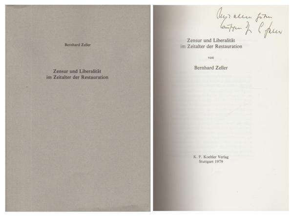 Zensur und Liberalität im Zeitalter der Restauration : [Festvortrag anlässl. d. 150jährigen Bestehens d. Firma F. Volckmar].