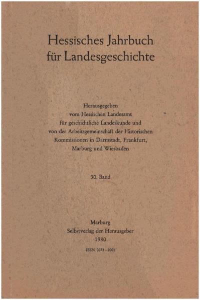 Hessisches Jahrbuch für Landesgeschichte 30. Band (1980)
