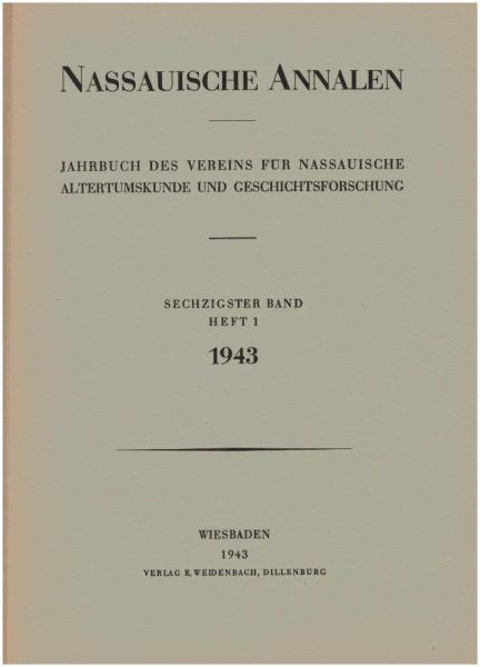 Nassauische Annalen: Jahrbuch des Vereins für Nassauische Altertumskunde und Geschichtsforschung. 60. Band. Heft 2