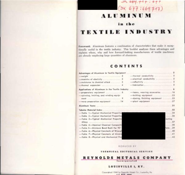 Aluminum in the textile industry