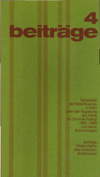 Schicksale der Abtei Braunau in Rohr unter der Regierung des Abtes D[okto]r Dominik Prokop 1926 - 1969 [neunzehnhundertsechsundzwanzig bis neunzehnhundertneunundsechzig] und deren Auswirkungen.