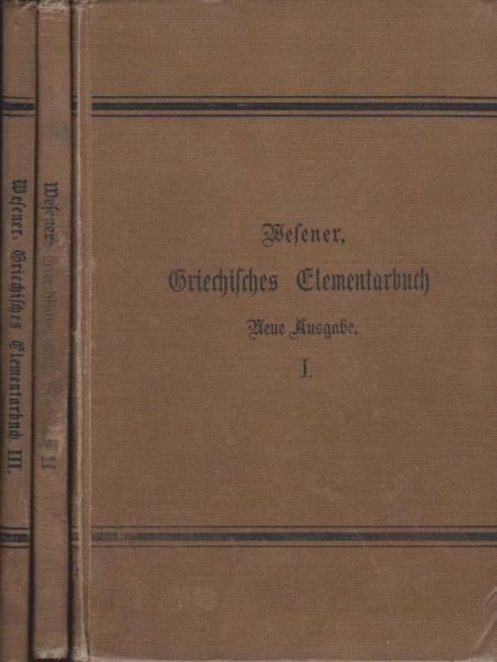 Griechisches Elementarbuch zunächst nach den Grammatiken von Curtius-Hartel, Kägi, Koch (= Sachse) und Franke-Bamberg; 1. Teil: Das Nomen und das regelmäßige Verbum auf w.; 2. Teil: Verba auf µi und unregelmäßige Verba; 3. Teil: Syntax.