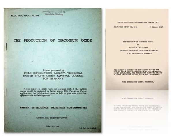 The Production Of Zirconium Oxide. F.i.a.t. Final report no. 1048.