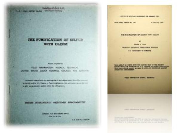 The purification of sulfur with oleum. F.i.a.t. Final report No.994
