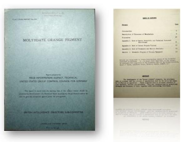 Molybdate  Orange Pigment. F.I.AT. Final Report No. 804