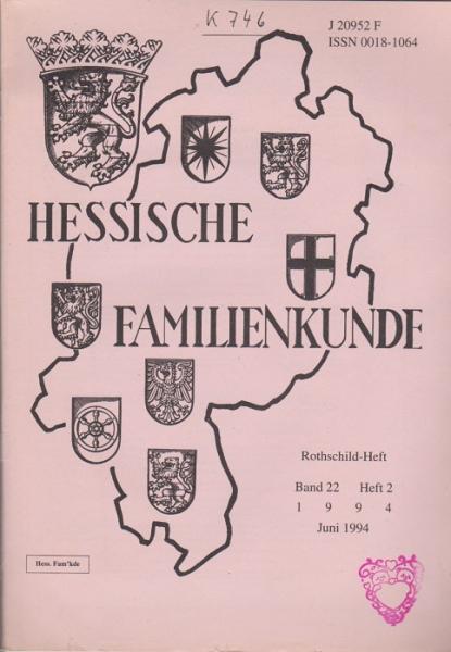 Hessische Familienkunde; Dez. 1994, Band 22/ Heft 2.