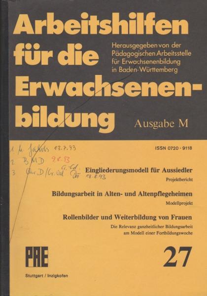 Arbeitshilfen für die Erwachsenenbildung/Ausgabe M, Nr. 27 / Mai 1993.