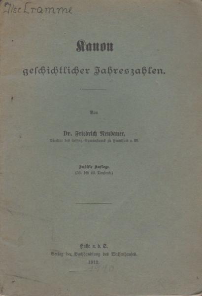 Kanon geschichtlicher Jahreszahlen.
