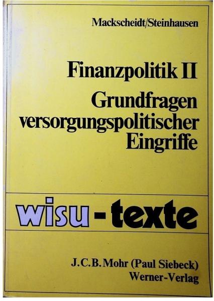 Grundfragen versorgungspolitischer Eingriffe.