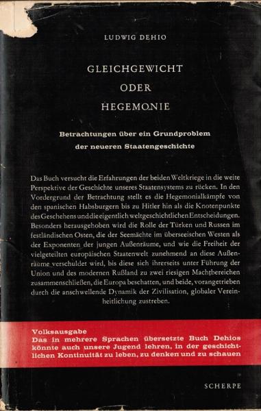Gleichgewicht oder Hegemonie : Betrachtungen über e. Grundproblem d. neueren Staatengeschichte.