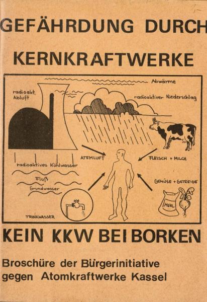 Gefährdung durch Kernkraftwerke. Kein KKW bei Borken. Broschüre der Bürgerinitiative gegen Atomkraftwerke Kassel.