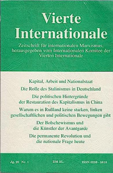 Zeitschrift für internationalen Marxismus. Vierte Internationale; Jg.20/ Nr.1.
