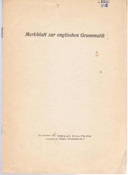 Merkblatt zur englischen Grammatik.