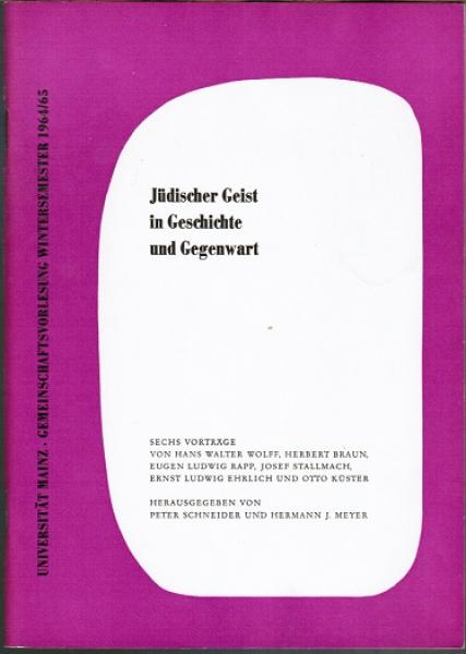 Jüdischer Geist in Geschichte und Gegenwart: sechs Vorträge.
