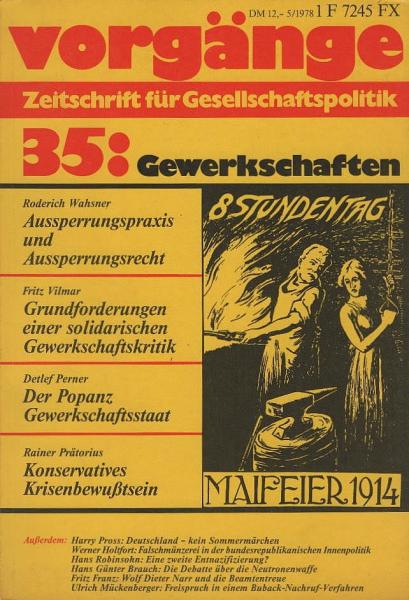 Vorgänge. Zeitschrift für Gesellschaftspolitik. Nr. 35: Gewerkschaften