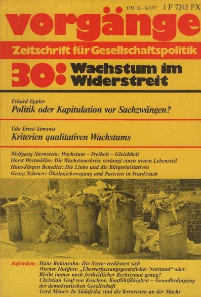 Vorgänge. Zeitschrift für Gesellschaftspolitik. Nr. 30: Wachstum im Widerstreit.