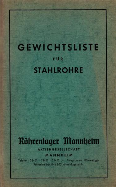 Gewichtsliste für Stahlrohre.