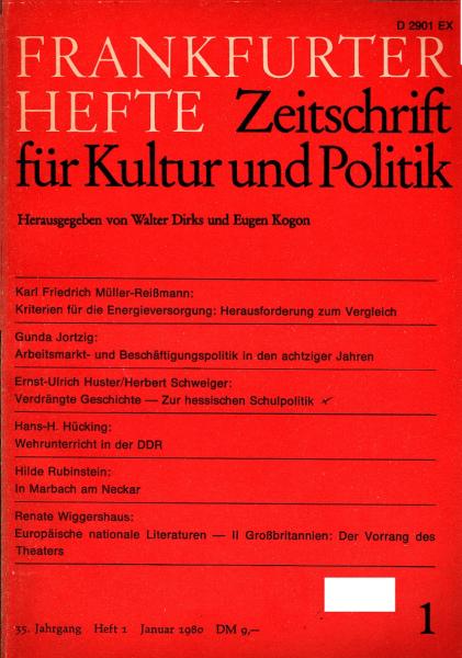 Frankfurter Hefte. Zeitschrift für Kultur und Politik. Heft 1, Januar 1980