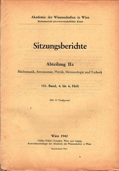 Sitzungsberichte : Abteilung 2a ; 151. Band, 4. bis 6. Heft.