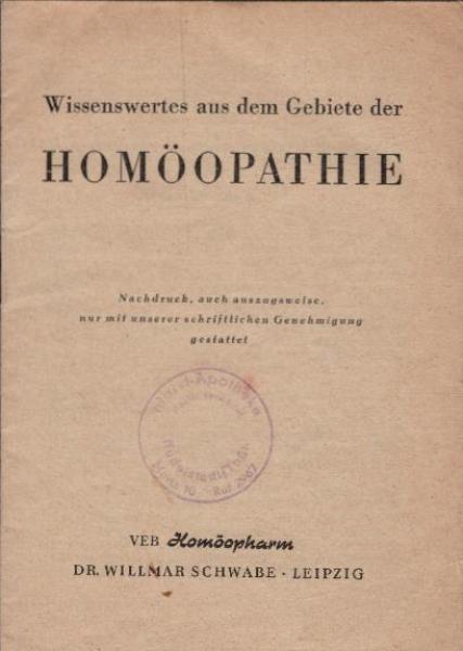 Wissenswertes aus dem Gebiete der Homöopathie