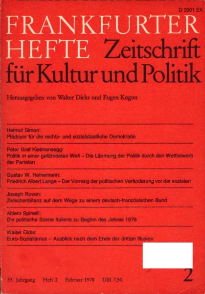 Frankfurter Hefte. Zeitschrift für Kultur und Politik. Heft 2, Februar 1978