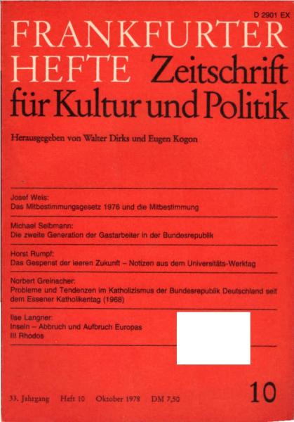 Frankfurter Hefte. Zeitschrift für Kultur und Politik. Heft 10, Oktober 1978