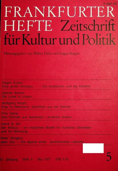 Frankfurter Hefte. Zeitschrift für Kultur und Politik. Heft 5, Mai 1977