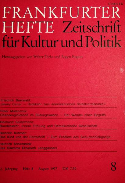 Frankfurter Hefte. Zeitschrift für Kultur und Politik. Heft 8, August 1977