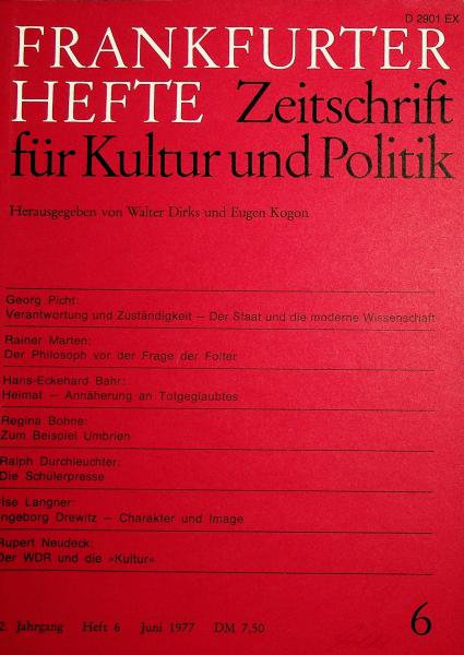 Frankfurter Hefte. Zeitschrift für Kultur und Politik. Heft 6, Juni 1977