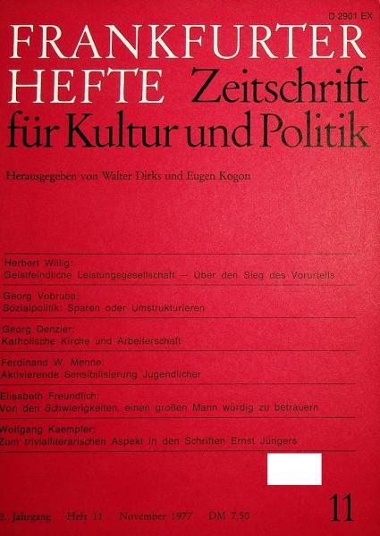 Frankfurter Hefte. Zeitschrift für Kultur und Politik. Heft 11, November 1977