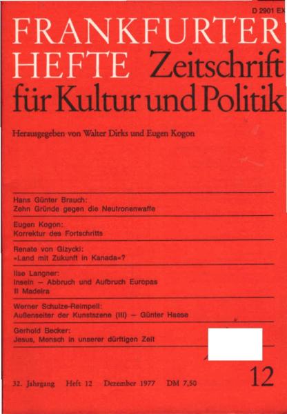 Frankfurter Hefte. Zeitschrift für Kultur und Politik. Heft 12, Dezember 1977