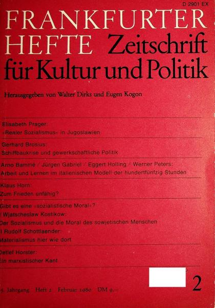 Frankfurter Hefte. Zeitschrift für Kultur und Politik. 35. Jahrgang Heft 2 Februar