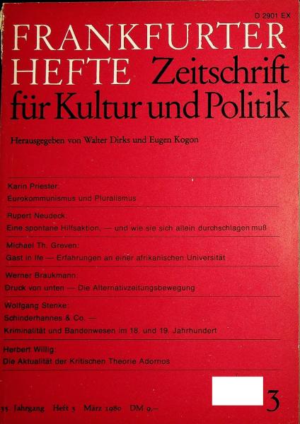 Frankfurter Hefte. Zeitschrift für Kultur und Politik. 35. Jahrgang Heft 3 März