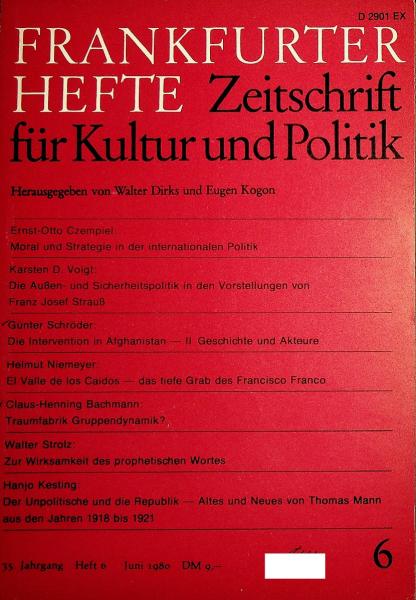 Frankfurter Hefte. Zeitschrift für Kultur und Politik. 35. Jahrgang Heft 6 Juni