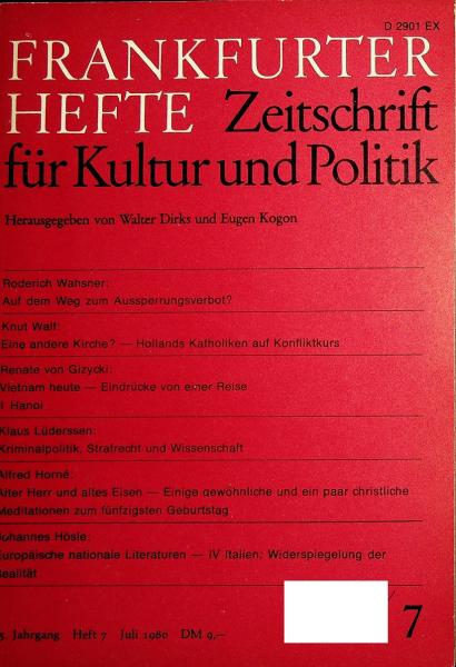 Frankfurter Hefte. Zeitschrift für Kultur und Politik. 35. Jahrgang Heft 7 Juli