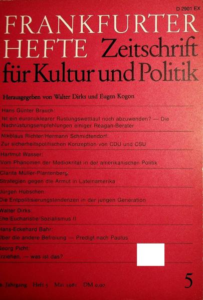 Frankfurter Hefte. Zeitschrift für Kultur und Politik. 36. Jahrgang Heft 5 Mai