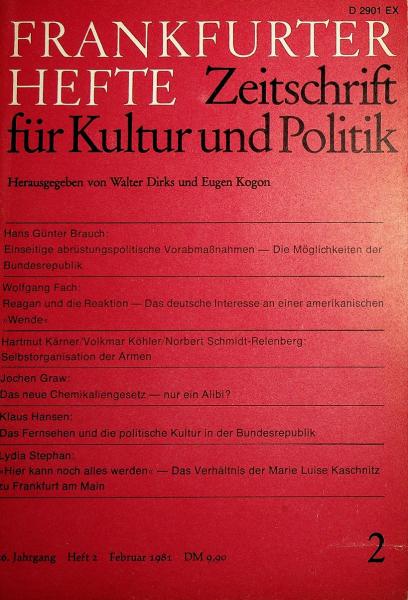 Frankfurter Hefte. Zeitschrift für Kultur und Politik. Heft 2, Februar 1981