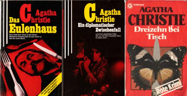 3 x Agatha Christie ; 1., Ein diplomatischer Zwischenfall / 2., Eulenhaus / 3., Dreizehn bei Tisch - Bücherpaket