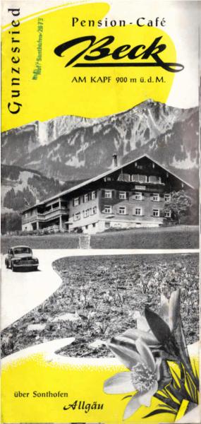 Pension - Cafe Beck am Kapf 900 m ü. d. M. (Faltblatt)