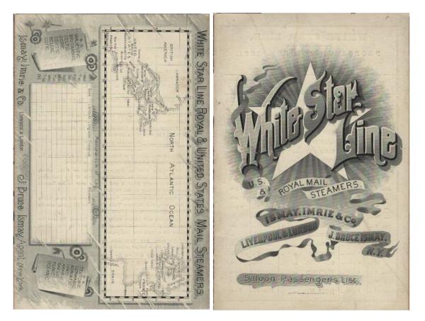 White Star Line : Saloon Passenger List "Germanic"