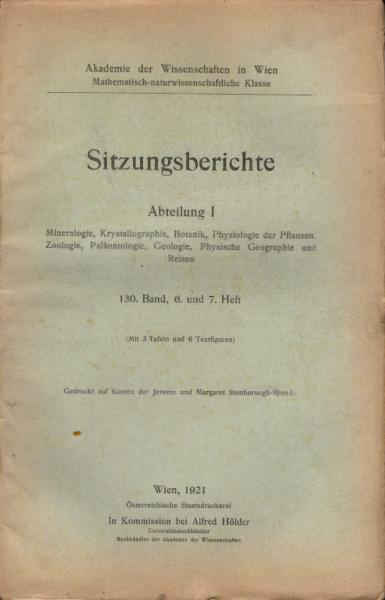 Sitzungsberichte : Abteilung 1 ; 130. Band. 6. und 7. Heft