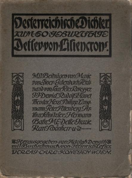 Oesterreichische Dichter. Zum Geburtstage Detlev von Liliencron