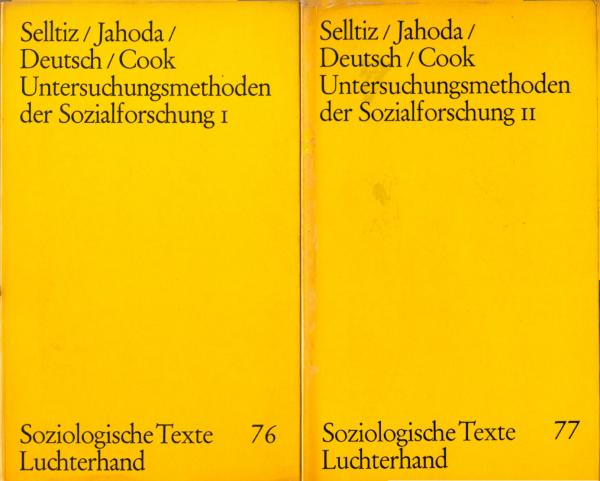 Untersuchungsmethoden der Sozialforschung. 2 Bde.