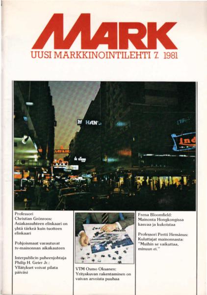 Mark. Uusi Markkinointilehti 7. 1981.